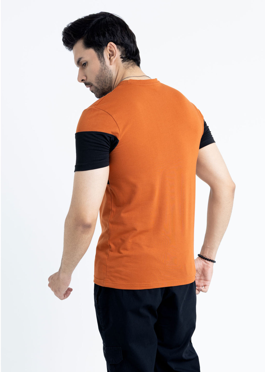 Black & Rust Color Block T-Shirt