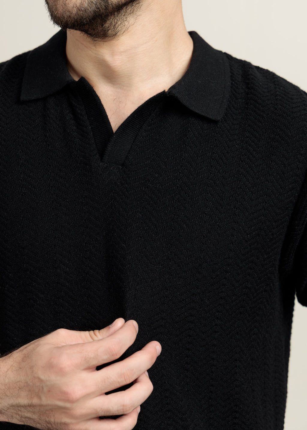 Men's Knit Polo- Premium Black