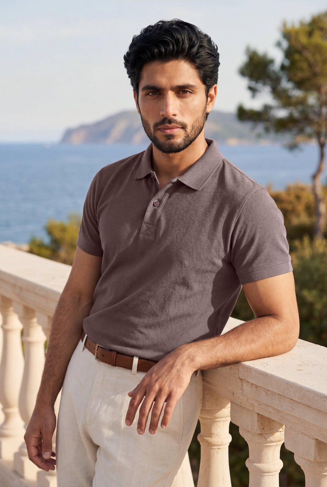 Taupe Pique Polo Shirt