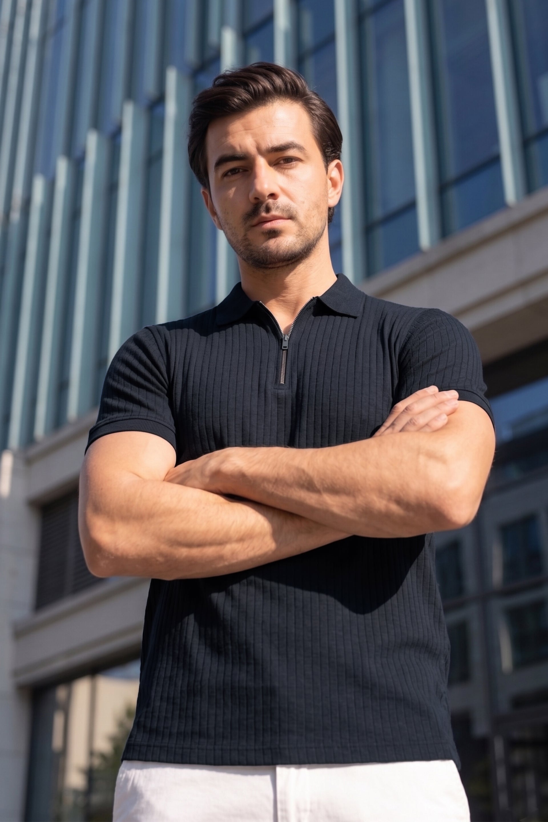 Charcoal Grey Drop Needle Polo Shirt