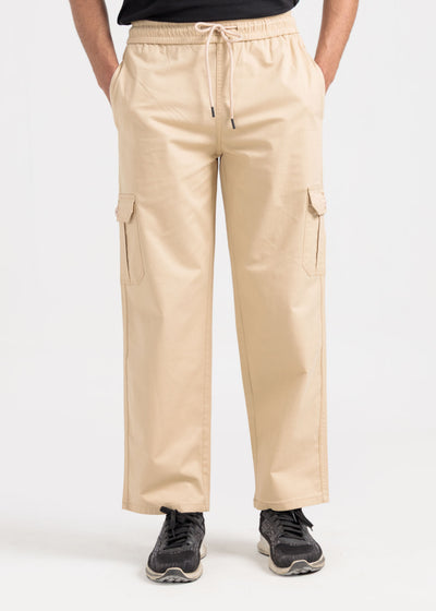 Relaxed Fit Cotton Cargo Trousers – Bone