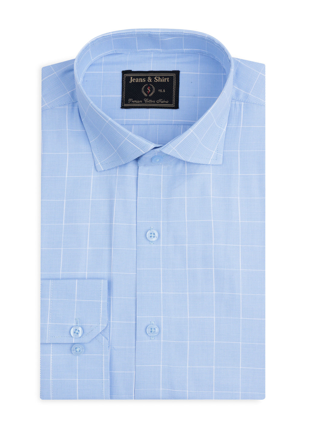 Blue Textured Check Formal Shirt