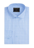 Blue Textured Check Formal Shirt