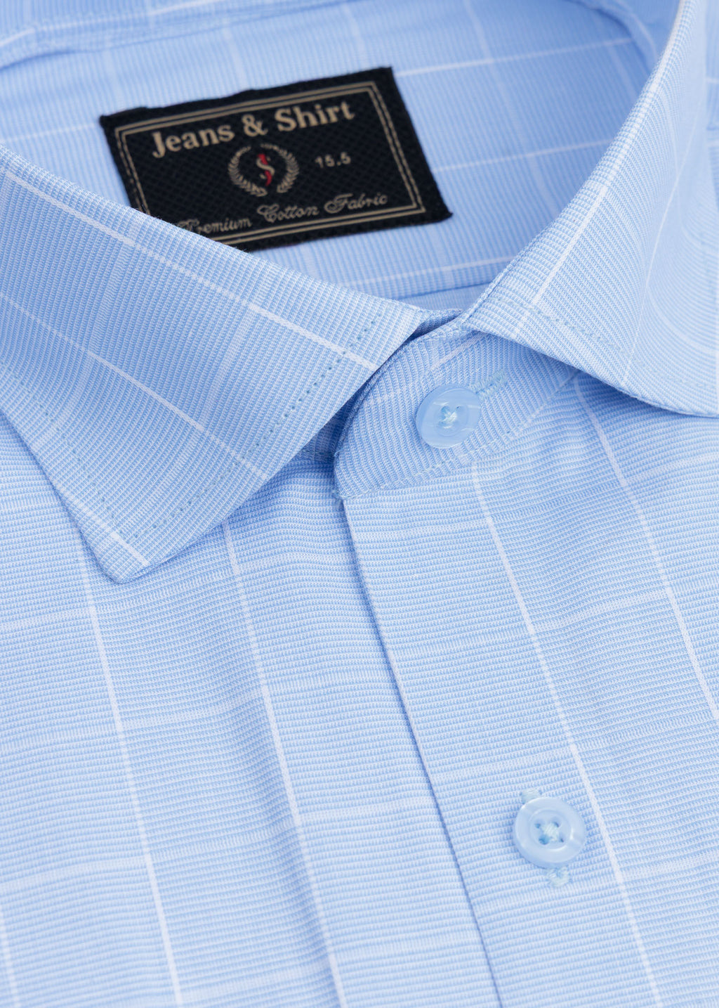 Blue Textured Check Formal Shirt