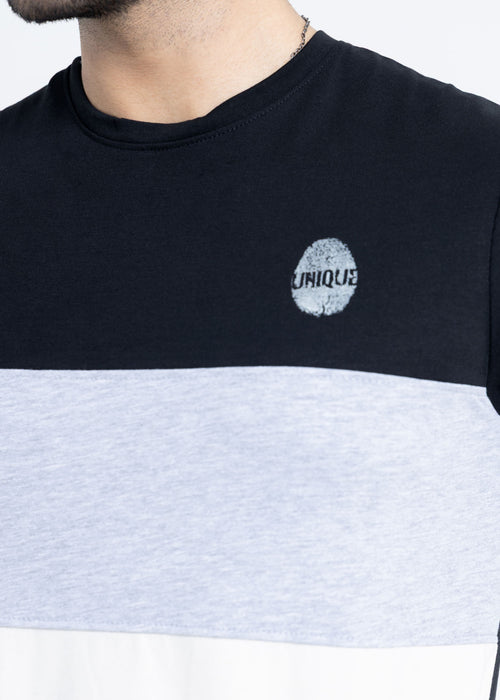 Black & Grey Color Block T-Shirt