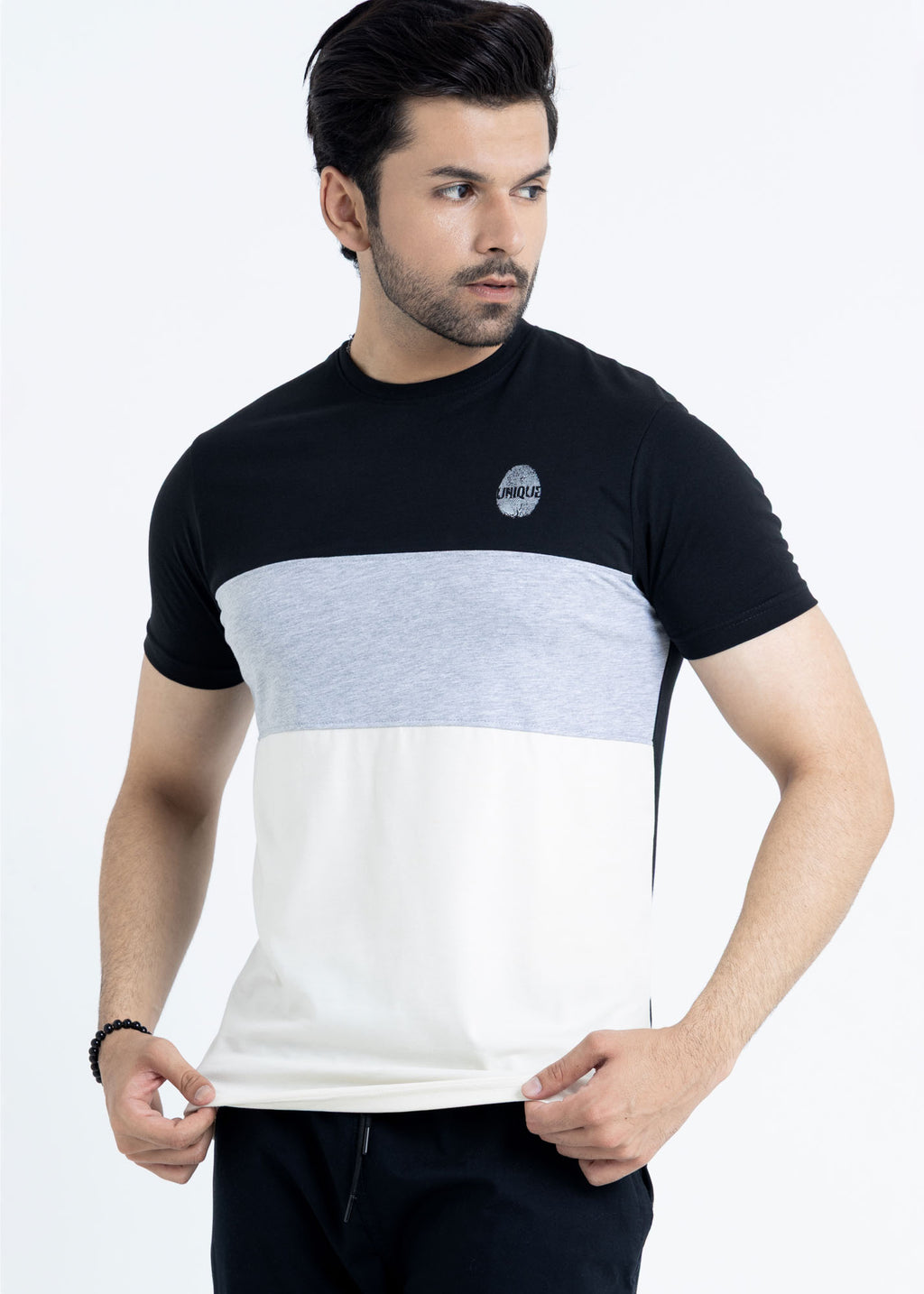 Black & Grey Color Block T-Shirt