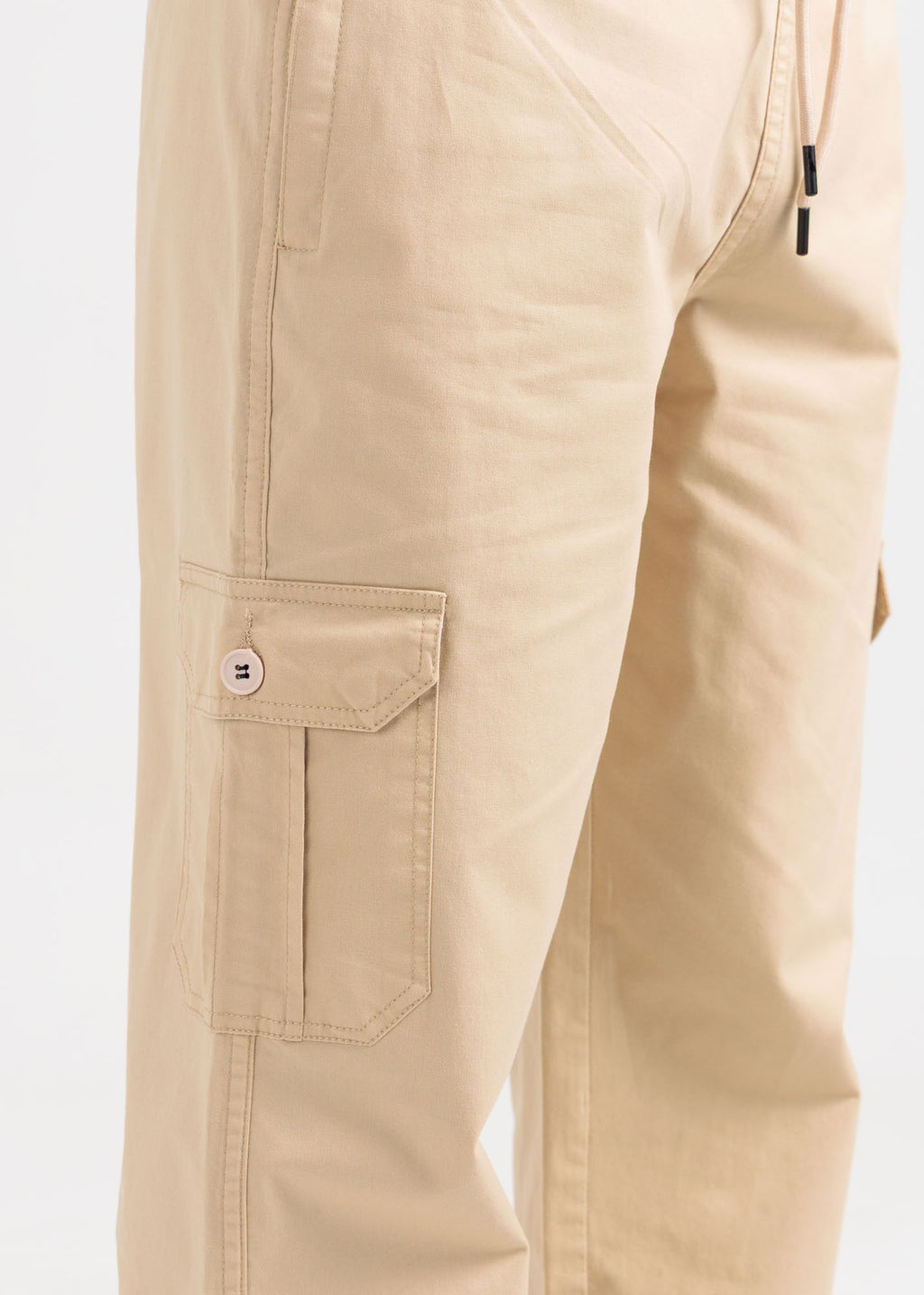 Relaxed Fit Cotton Cargo Trousers – Bone