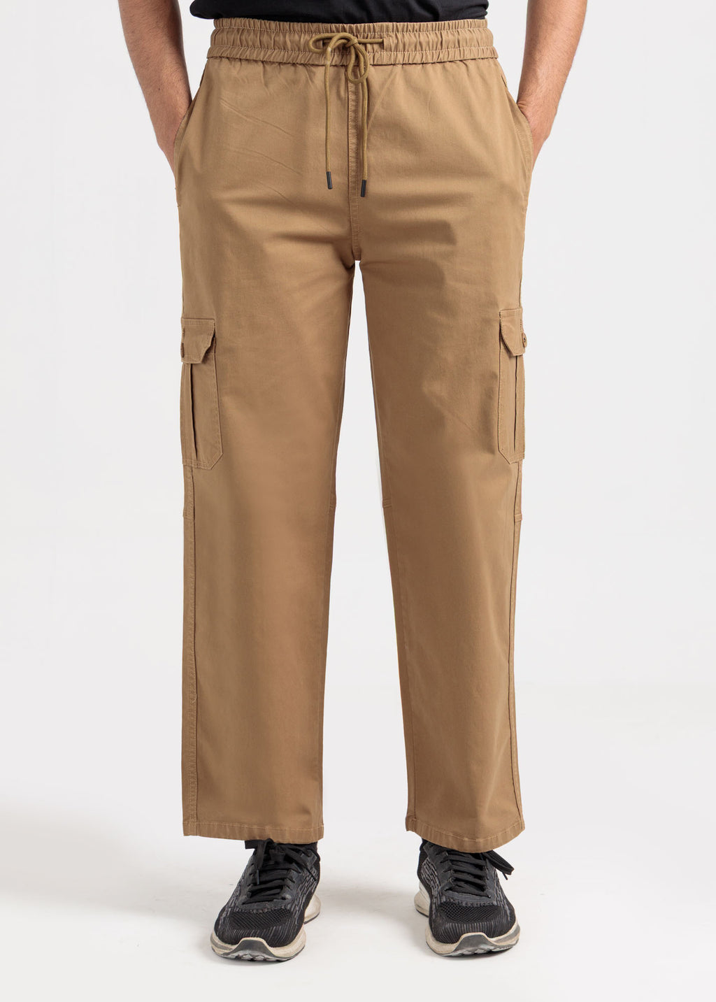Relaxed Fit Cotton Cargo Trousers – Khaki Tan