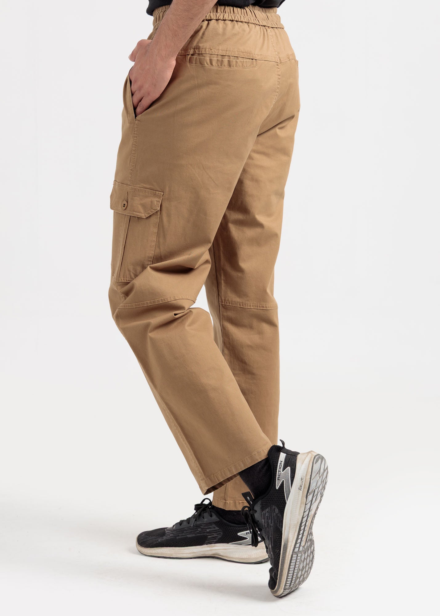 Relaxed Fit Cotton Cargo Trousers – Khaki Tan