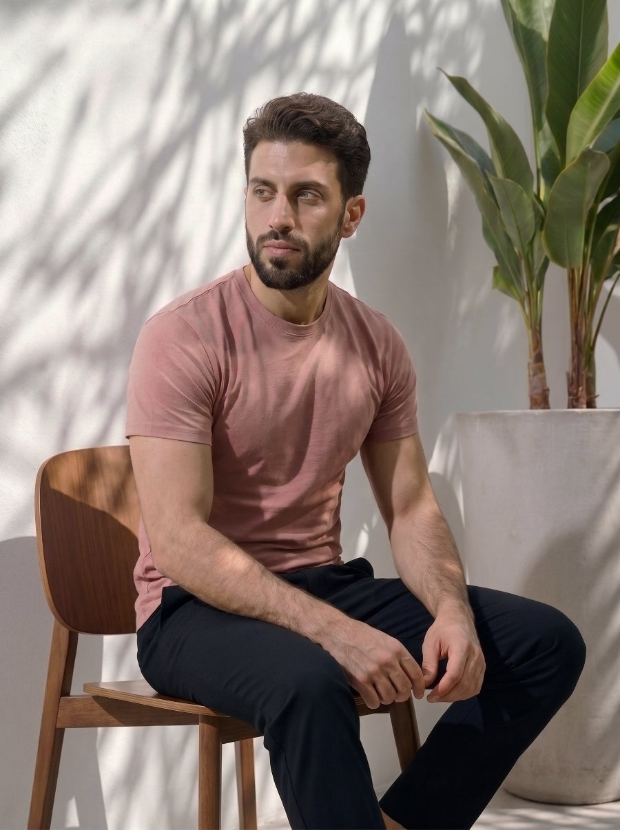 All Day Cotton Stretch T-Shirt – Rose Pink