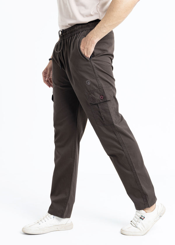 Comfort Cotton Cargo Trousers – Chocolate Brown