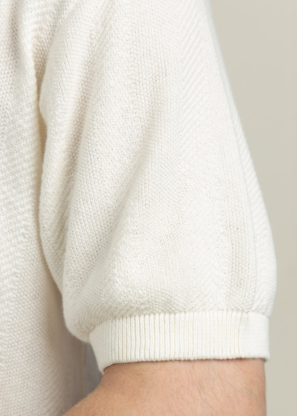 Men's Knit Polo-Warm Ivory