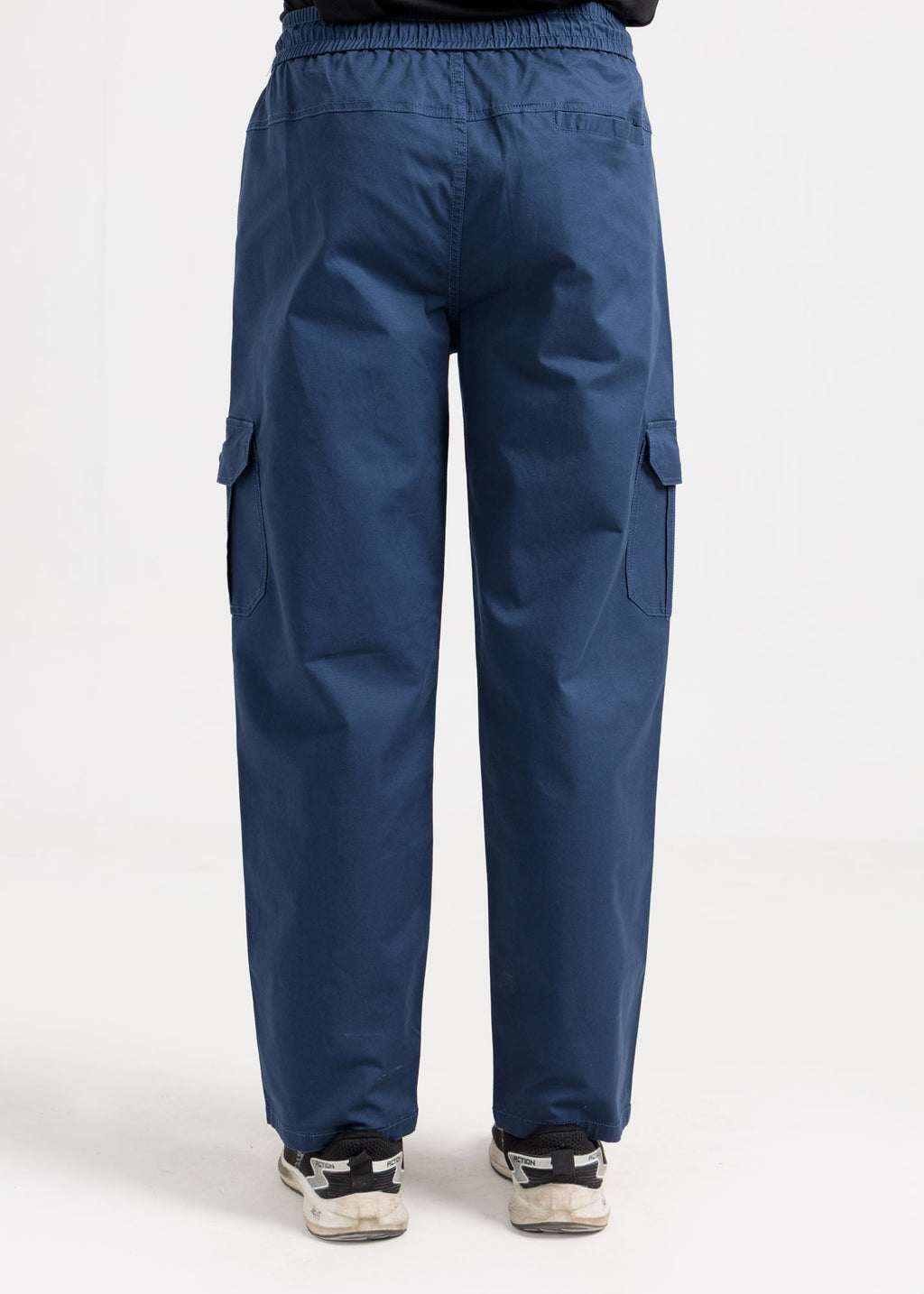 Relaxed Fit Cotton Cargo Trousers – Navy Blue