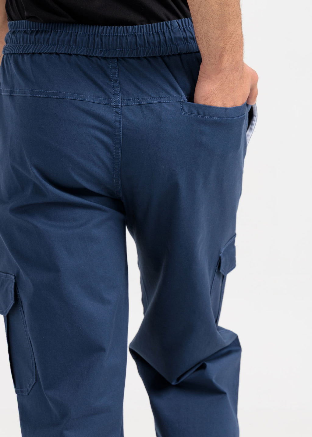Relaxed Fit Cotton Cargo Trousers – Navy Blue