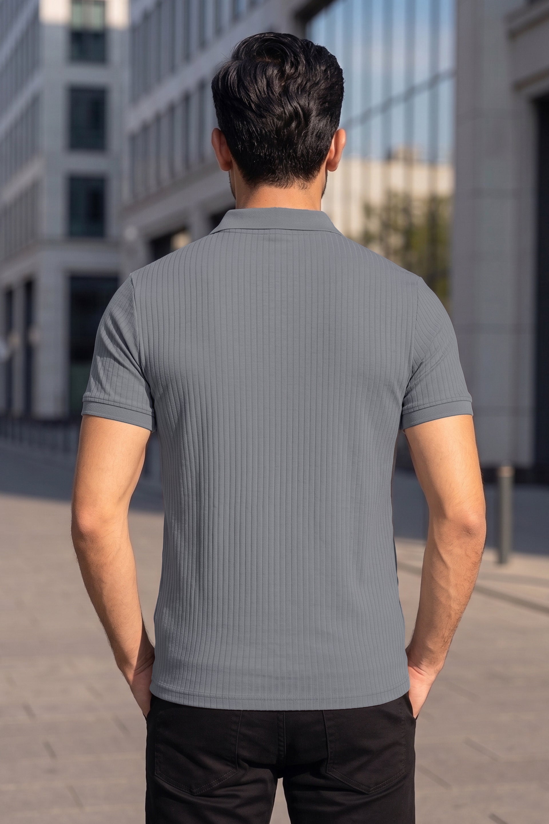Ash Grey Drop Needle Polo Shirt