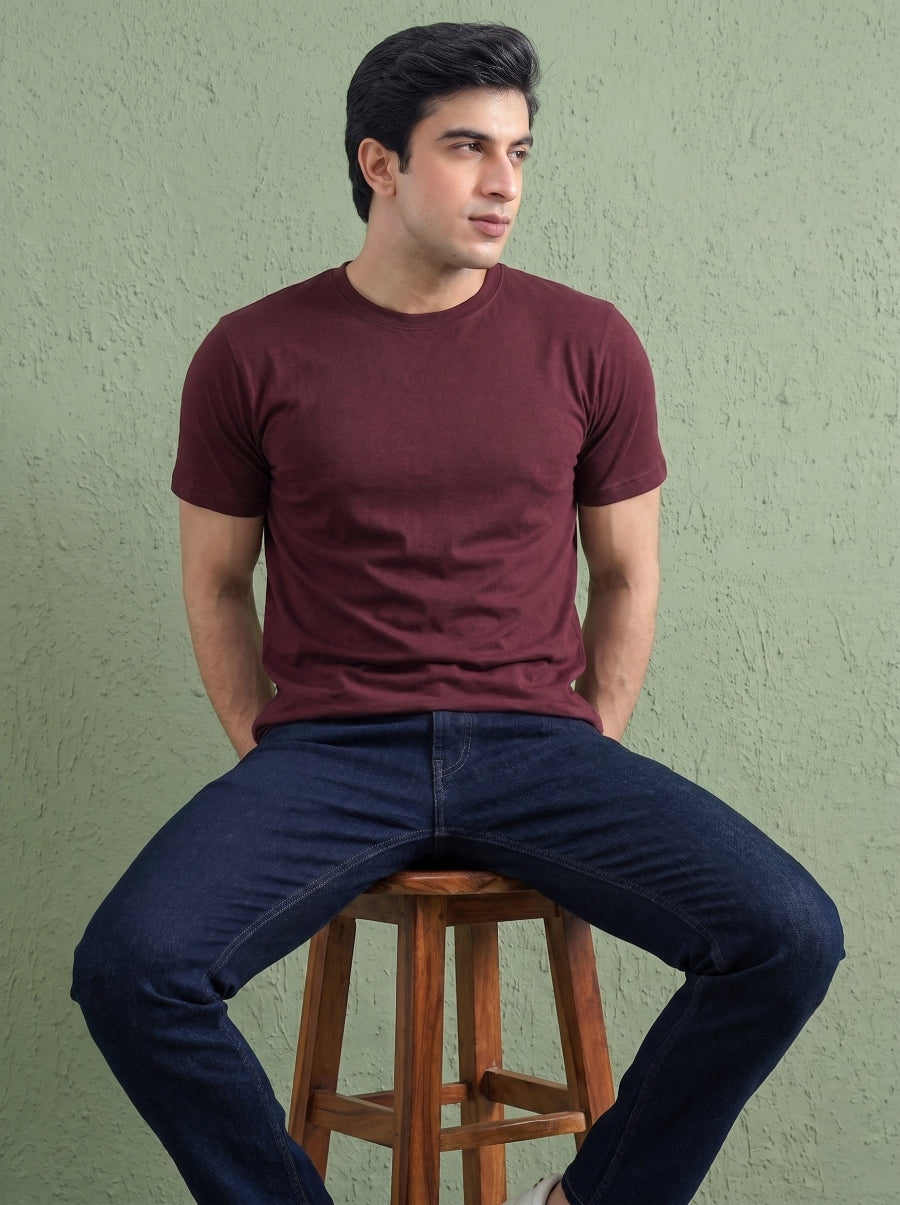 All Day Cotton Stretch T-Shirt – Maroon