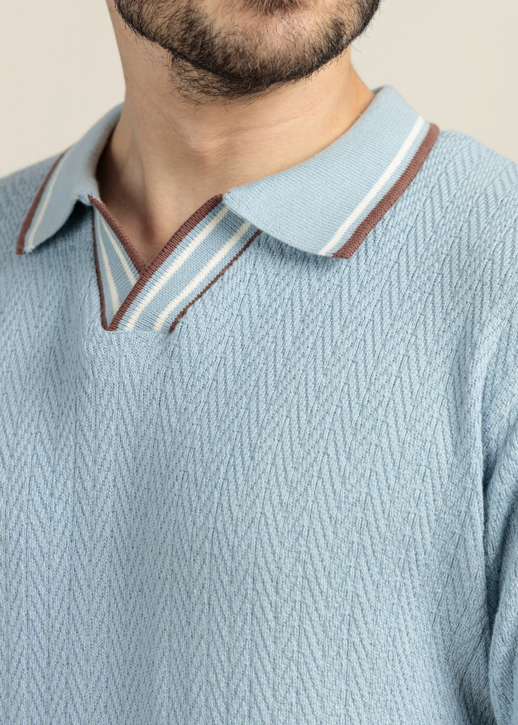 Men's Knit Polo-Soft Blue