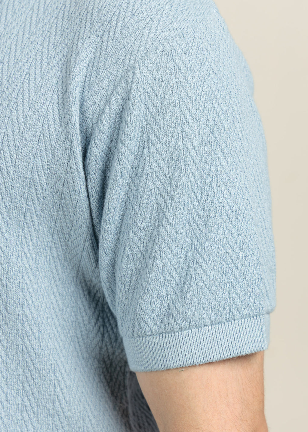 Men's Knit Polo-Soft Blue