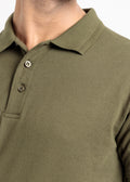 Popcorn Jacquard Polo Shirt — Olive Green