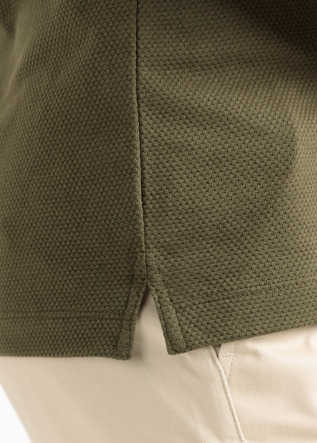 Popcorn Jacquard Polo Shirt — Olive Green