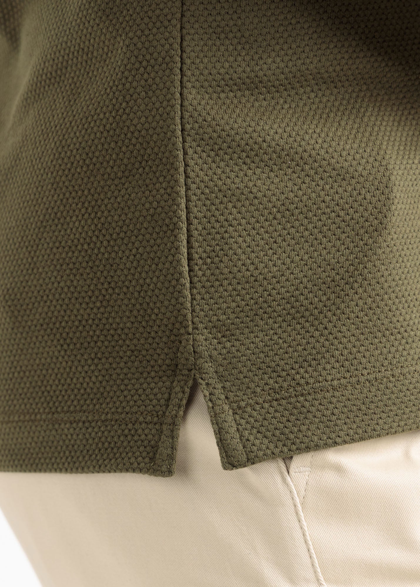 Popcorn Jacquard Polo Shirt — Olive Green