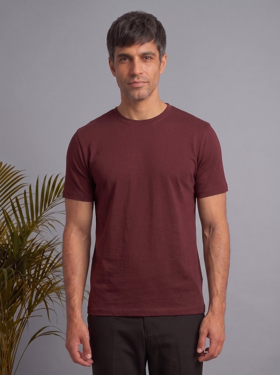 All Day Cotton Stretch T-Shirt – Burgundy