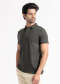 Waffle Knit Polo Shirt — Military Olive