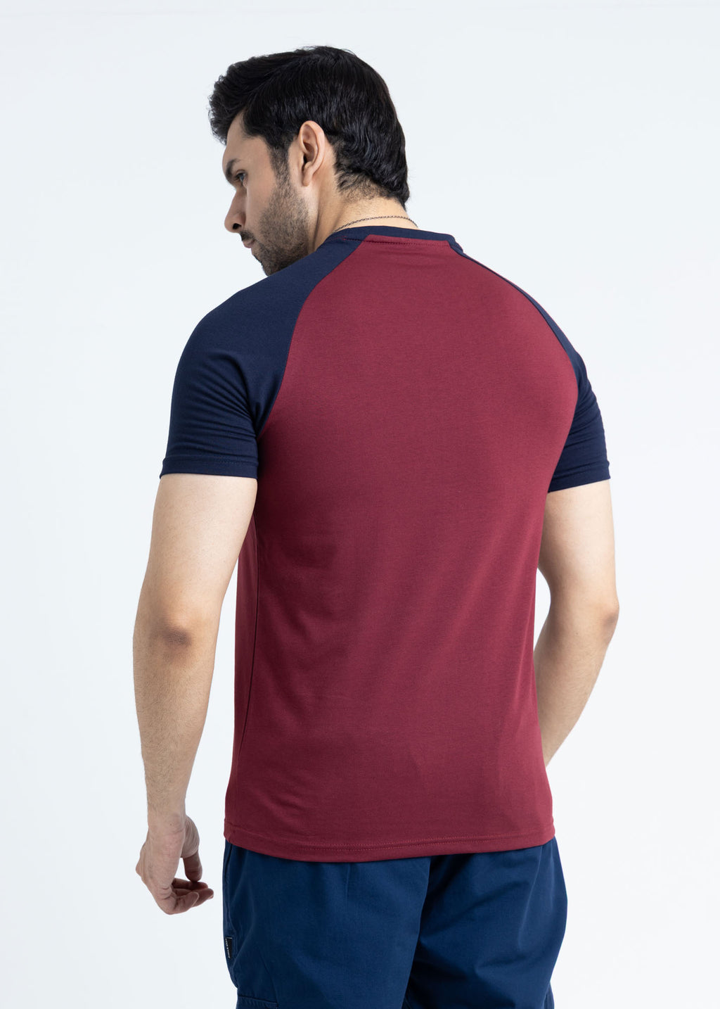 Crimson Navy Raglan Color Block T-Shirt