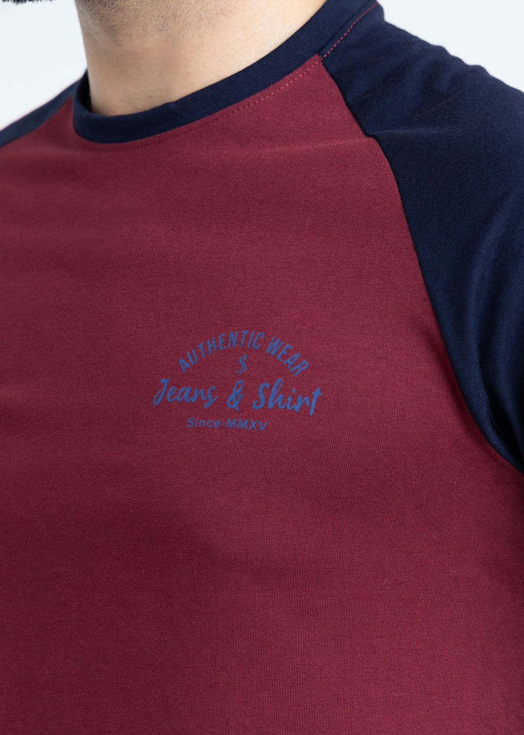 Crimson Navy Raglan Color Block T-Shirt