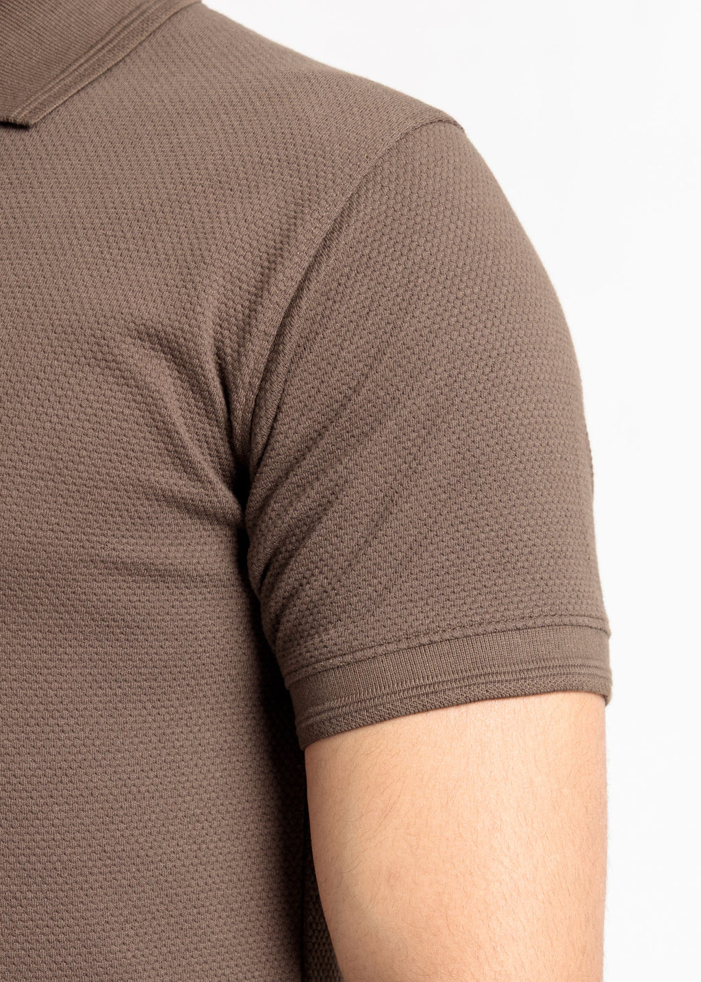 Popcorn Jacquard Polo Shirt — Coco Brown