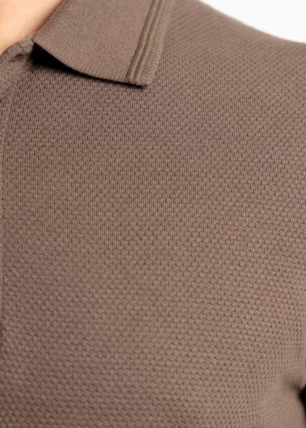 Popcorn Jacquard Polo Shirt — Coco Brown