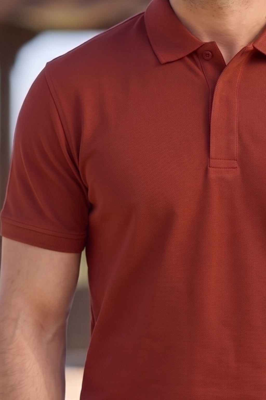 Rust Concealed Placket Polo Shirt