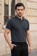 Gunmetal Pique Polo Shirt