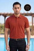 Rust Concealed Placket Polo Shirt