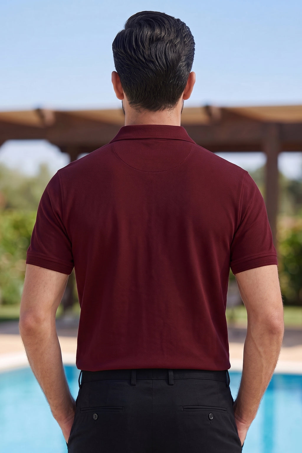 Deep Maroon Zip Polo Shirt