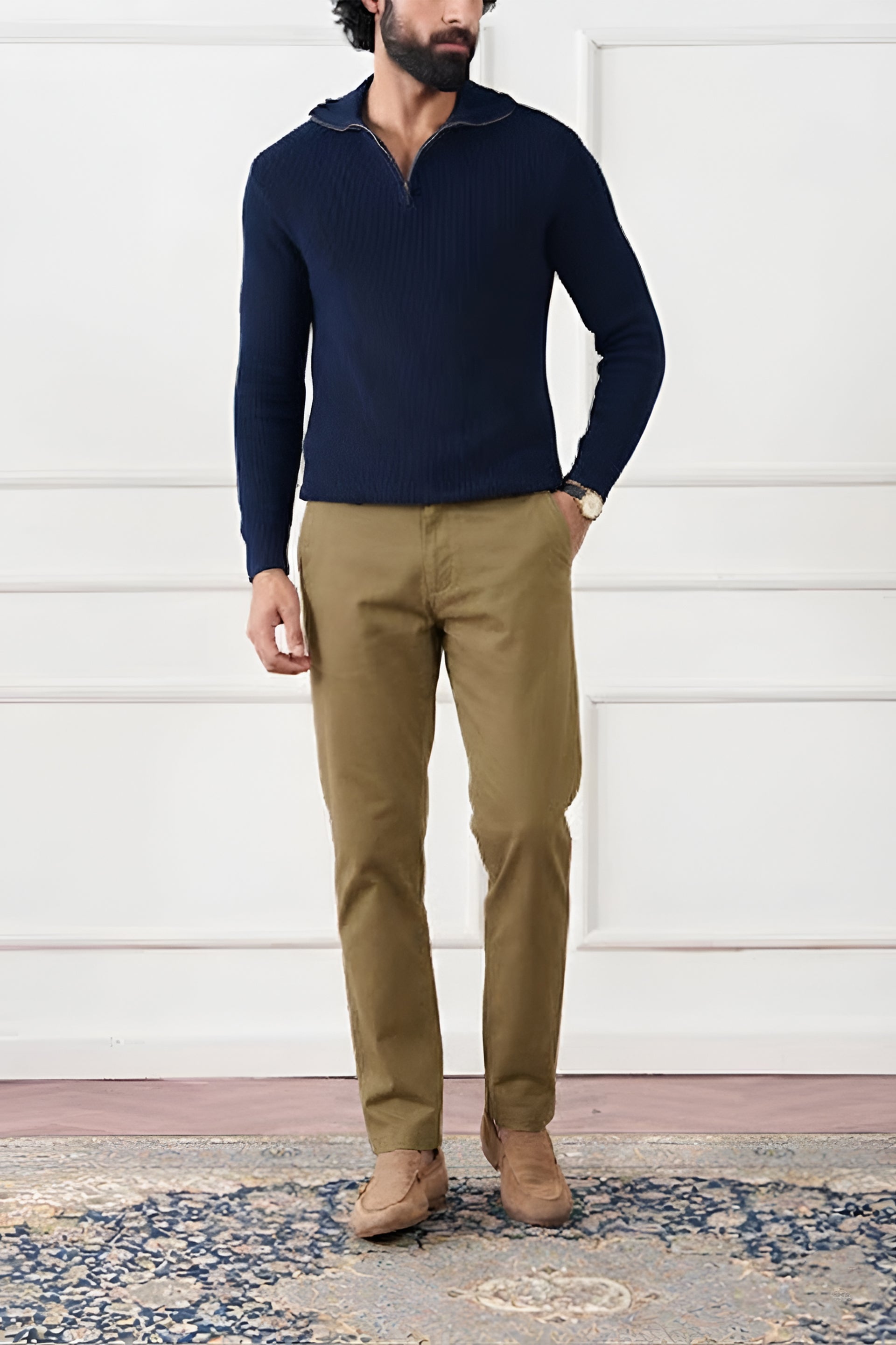 Tobacco Brown Tapered Fit Cotton Pants
