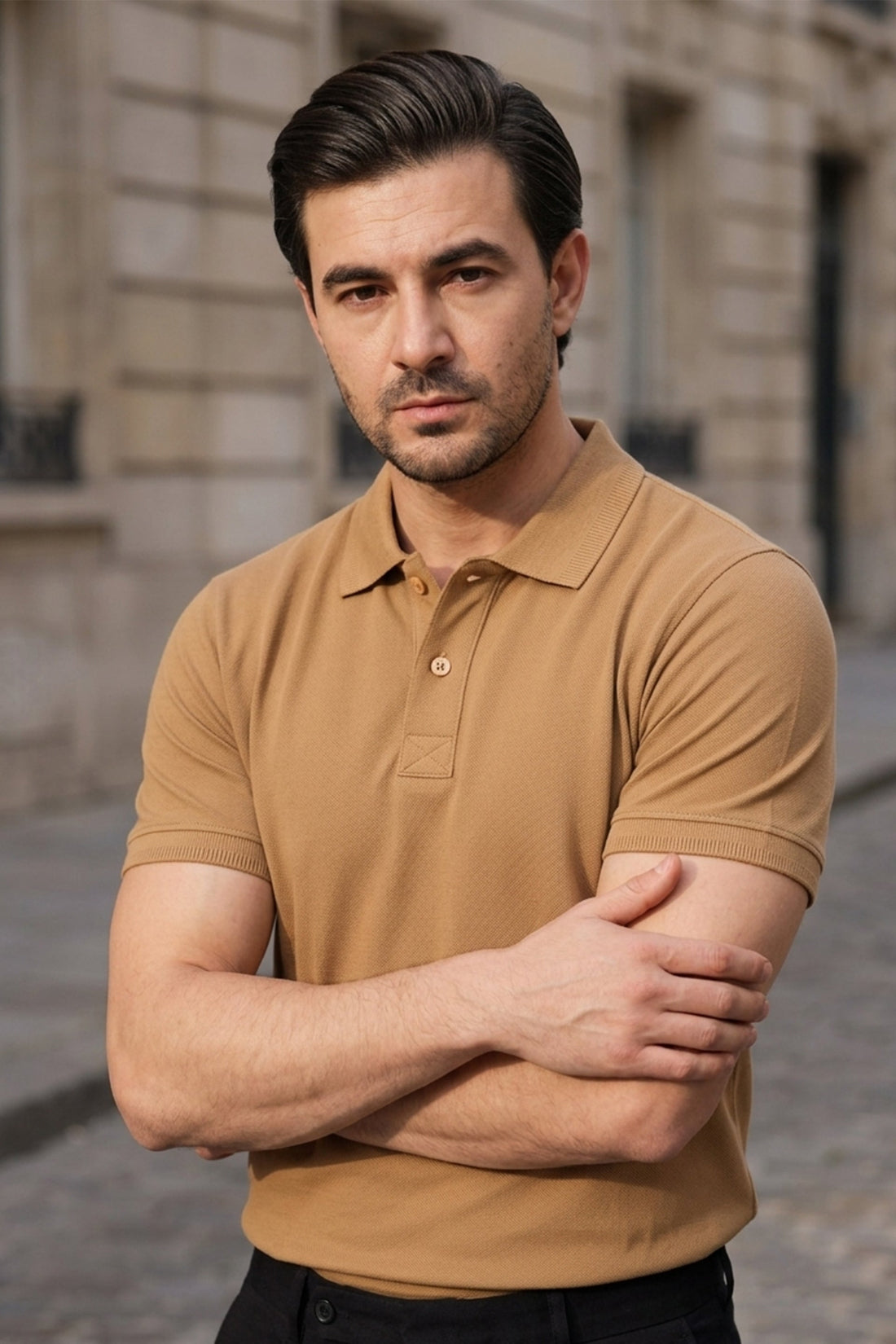 Camel Pique Polo Shirt