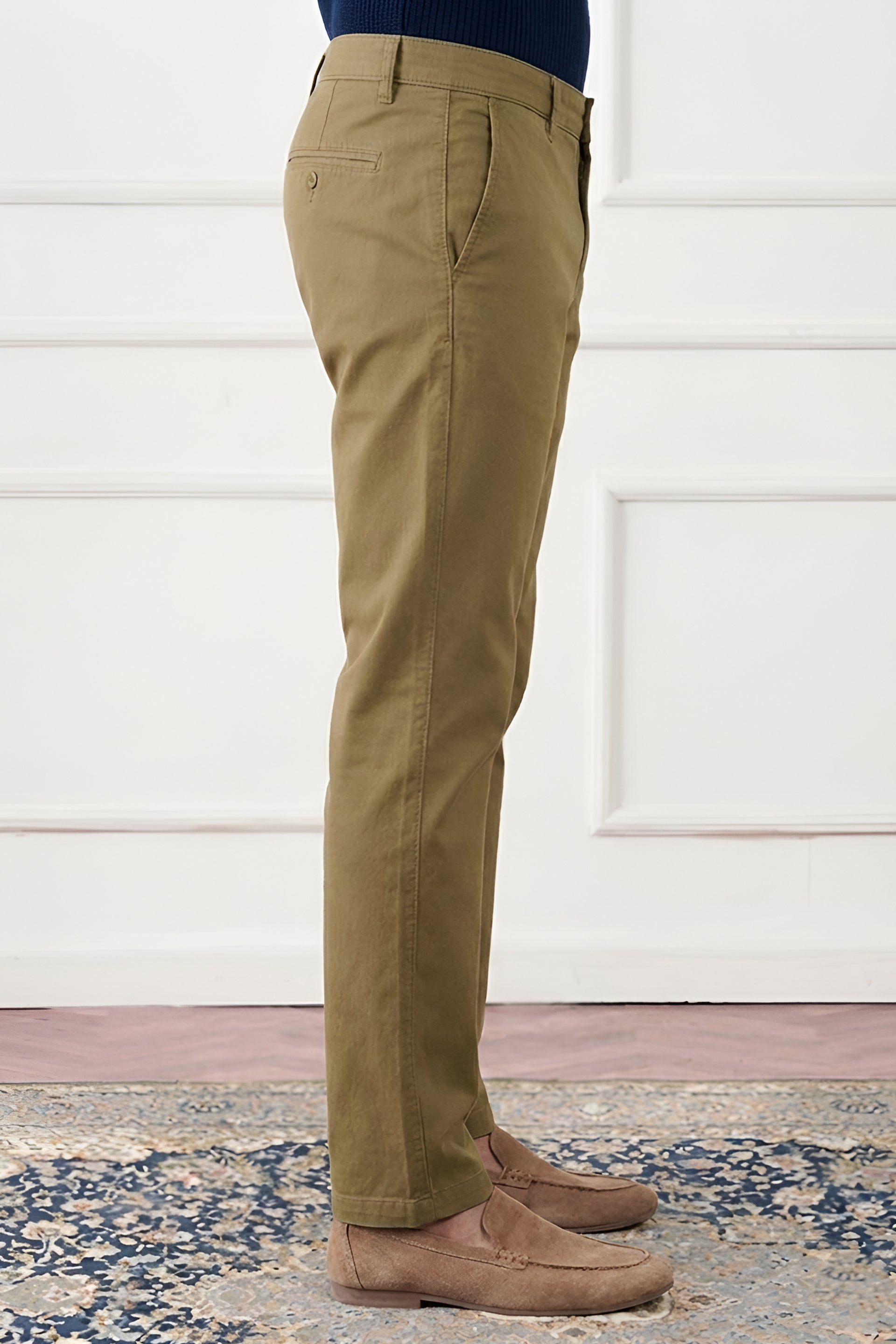 Tobacco Brown Tapered Fit Cotton Pants