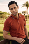 Rust Cotton Lycra Polo Shirt