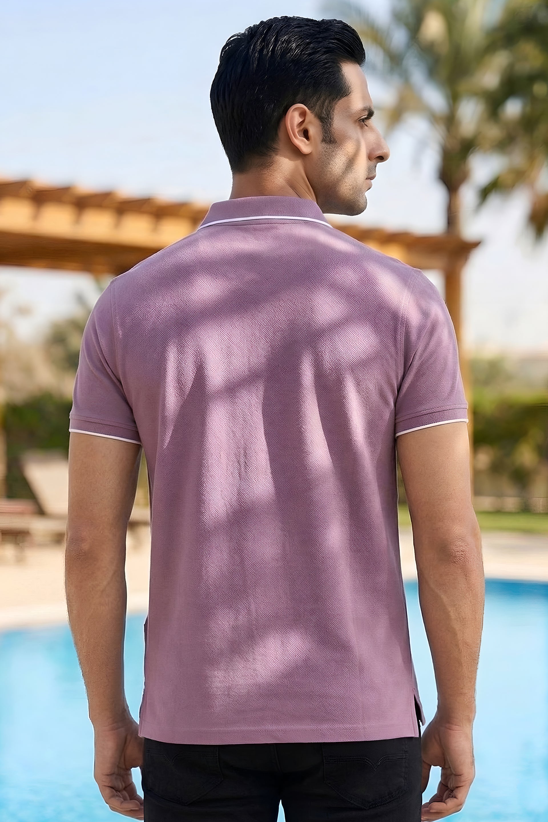Muted Lavender Zip Polo Shirt