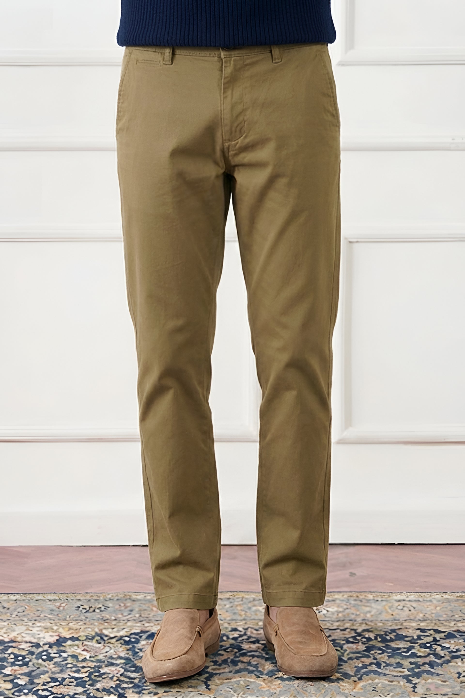 Tobacco Brown Tapered Fit Cotton Pants