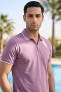 Muted Lavender Zip Polo Shirt