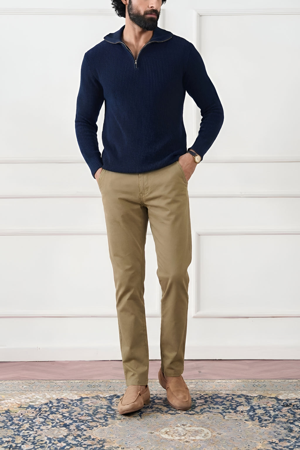 Classic Khaki Tapered Fit Cotton Pants