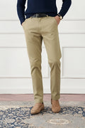 Light Khaki Tapered Fit Cotton Pants