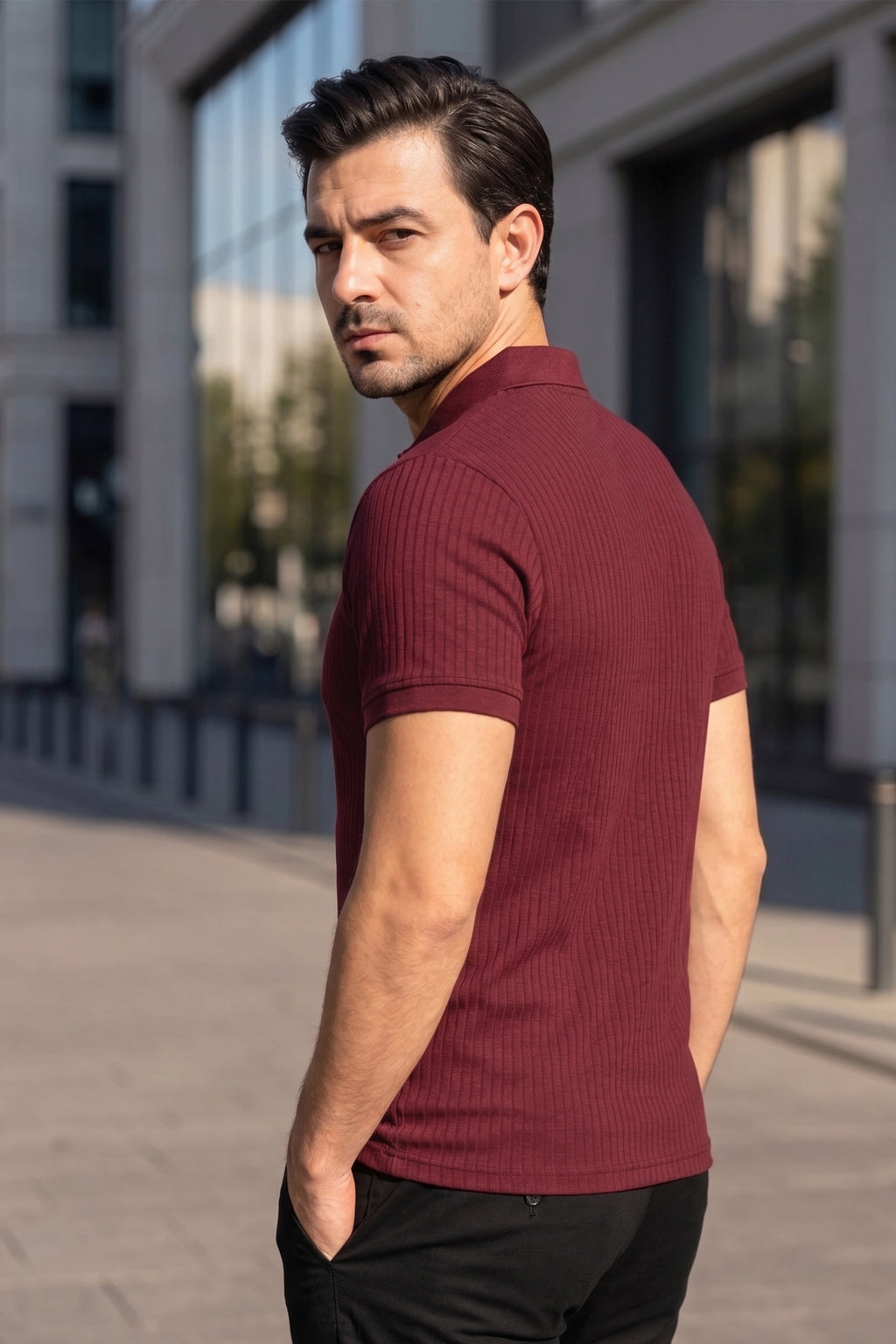 Crimson Drop Needle Polo Shirt