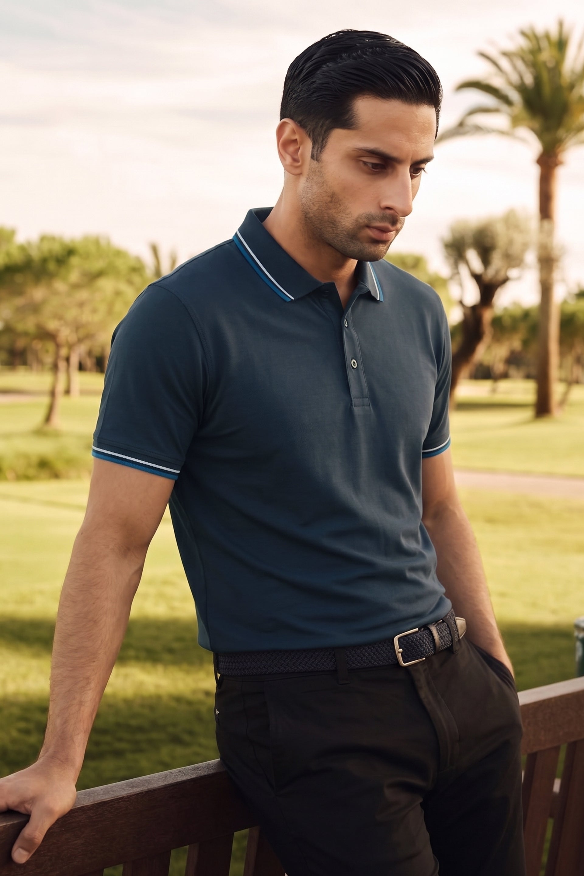 Dark Grey Cotton Lycra Polo Shirt
