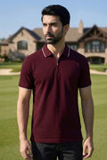Oxblood Zip Polo Shirt