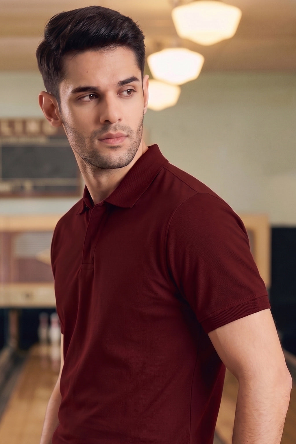Maroon Conealed Placket Polo Shirt