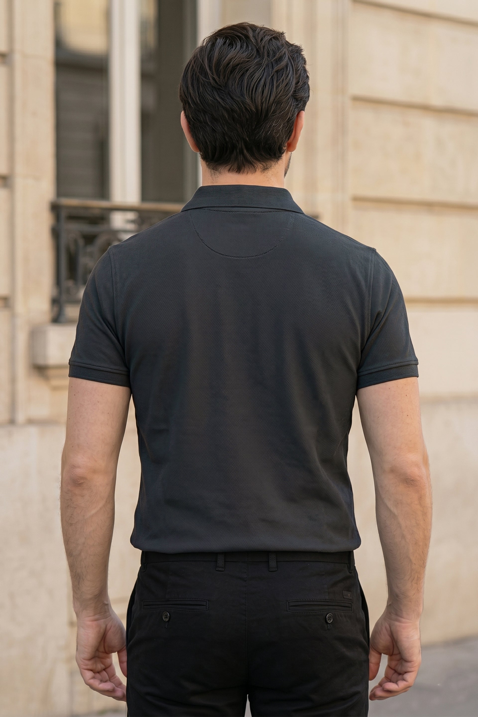 Gunmetal Pique Polo Shirt