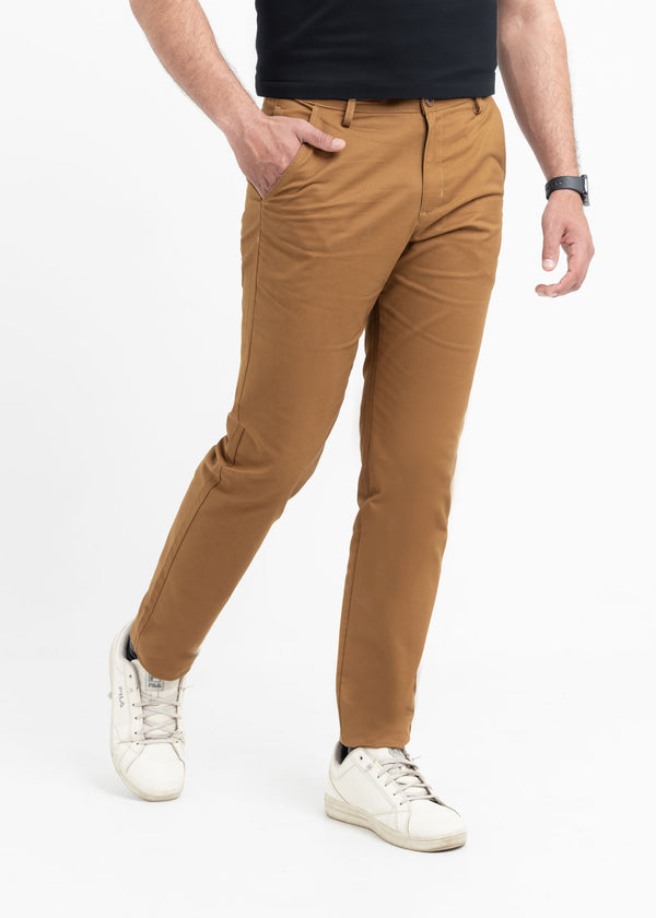 Camel Tapered Fit Cotton Pants
